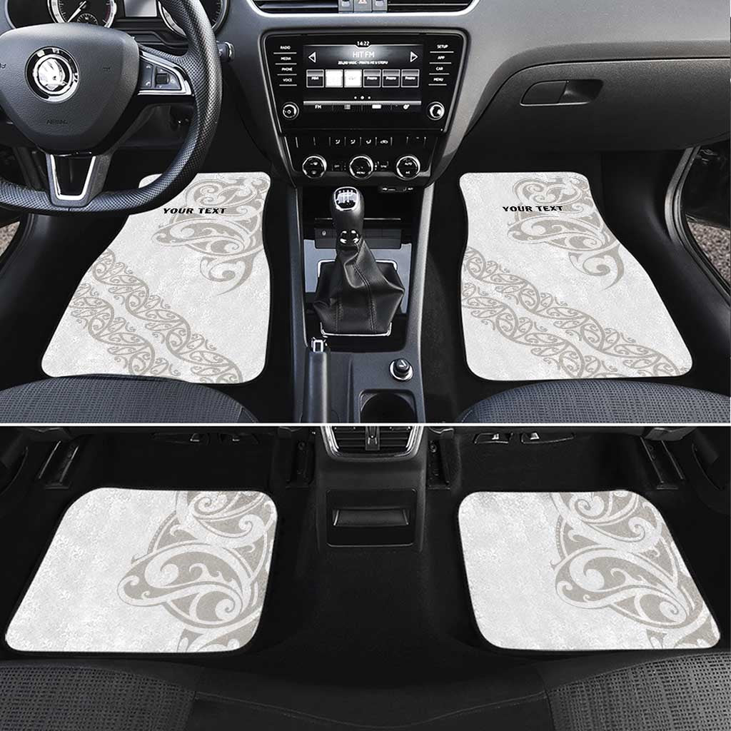 All White Maori Tribal Tattoo Personalised Car Mats Stone Gray Polynesian Style - Polynesian Pride