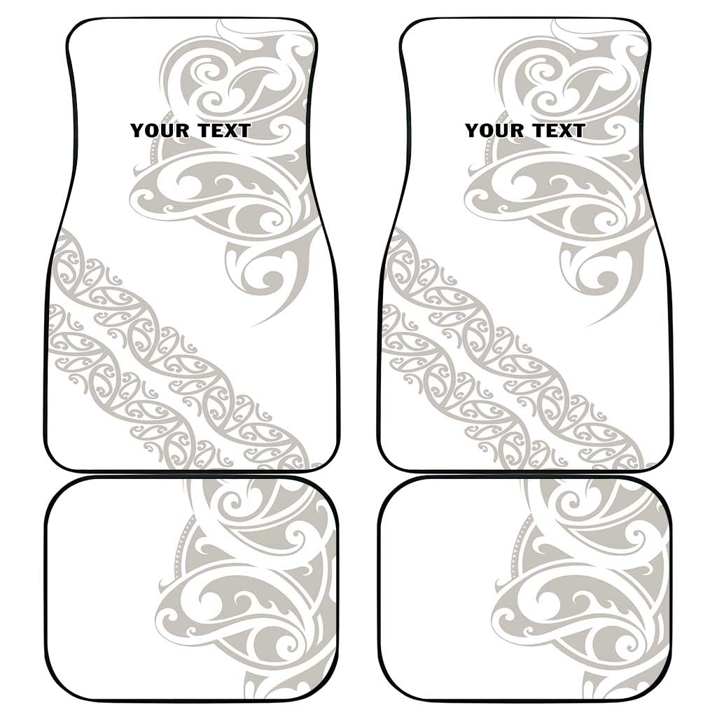 All White Maori Tribal Tattoo Personalised Car Mats Stone Gray Polynesian Style - Polynesian Pride