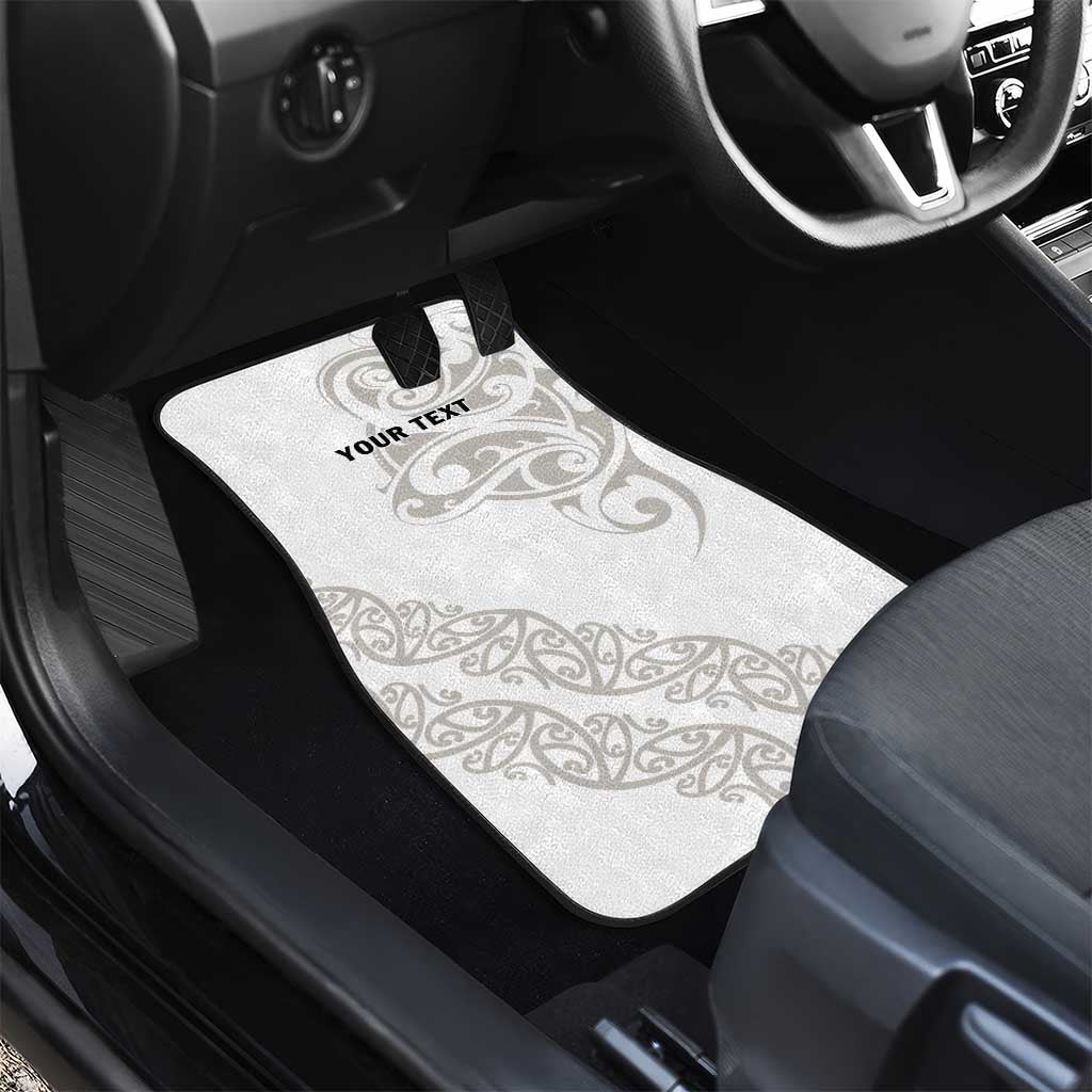 All White Maori Tribal Tattoo Personalised Car Mats Stone Gray Polynesian Style - Polynesian Pride