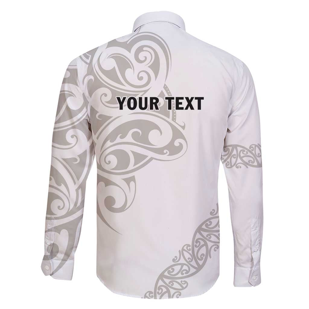 All White Maori Tribal Tattoo Personalised Family Matching Long Sleeve Bodycon Dress and Hawaiian Shirt Stone Gray Polynesian Style - Polynesian Pride