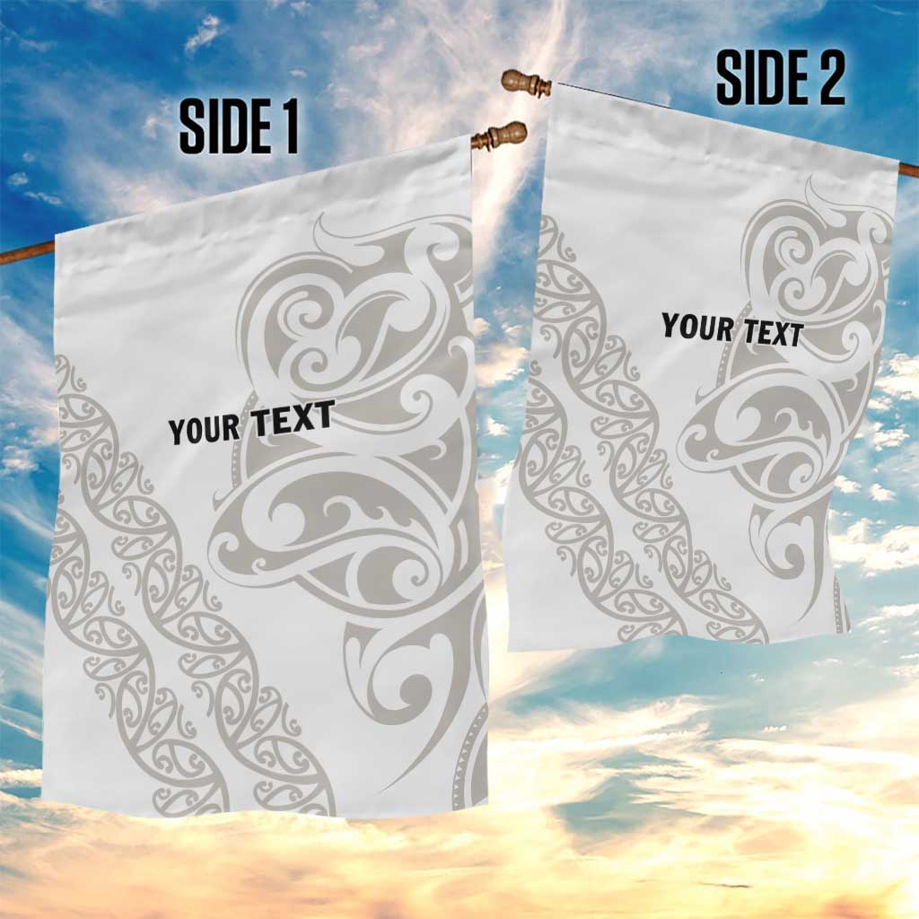 All White Maori Tribal Tattoo Personalised Garden Flag Stone Gray Polynesian Style - Polynesian Pride