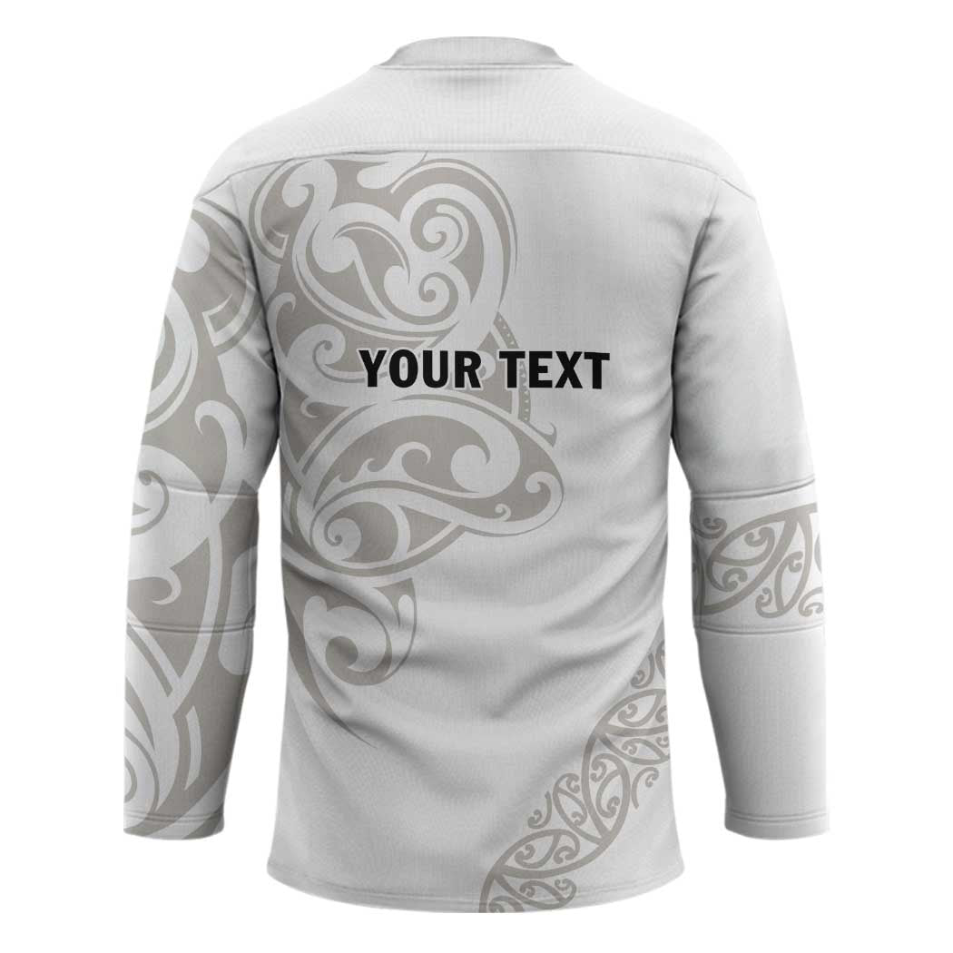 All White Maori Tribal Tattoo Personalised Hockey Jersey Stone Gray Polynesian Style - Polynesian Pride