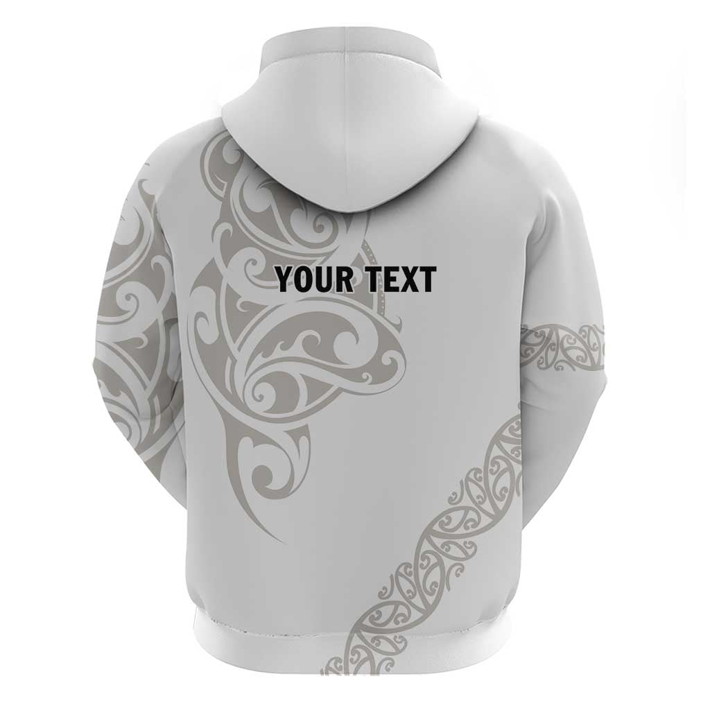 All White Maori Tribal Tattoo Personalised Hoodie Stone Gray Polynesian Style - Polynesian Pride