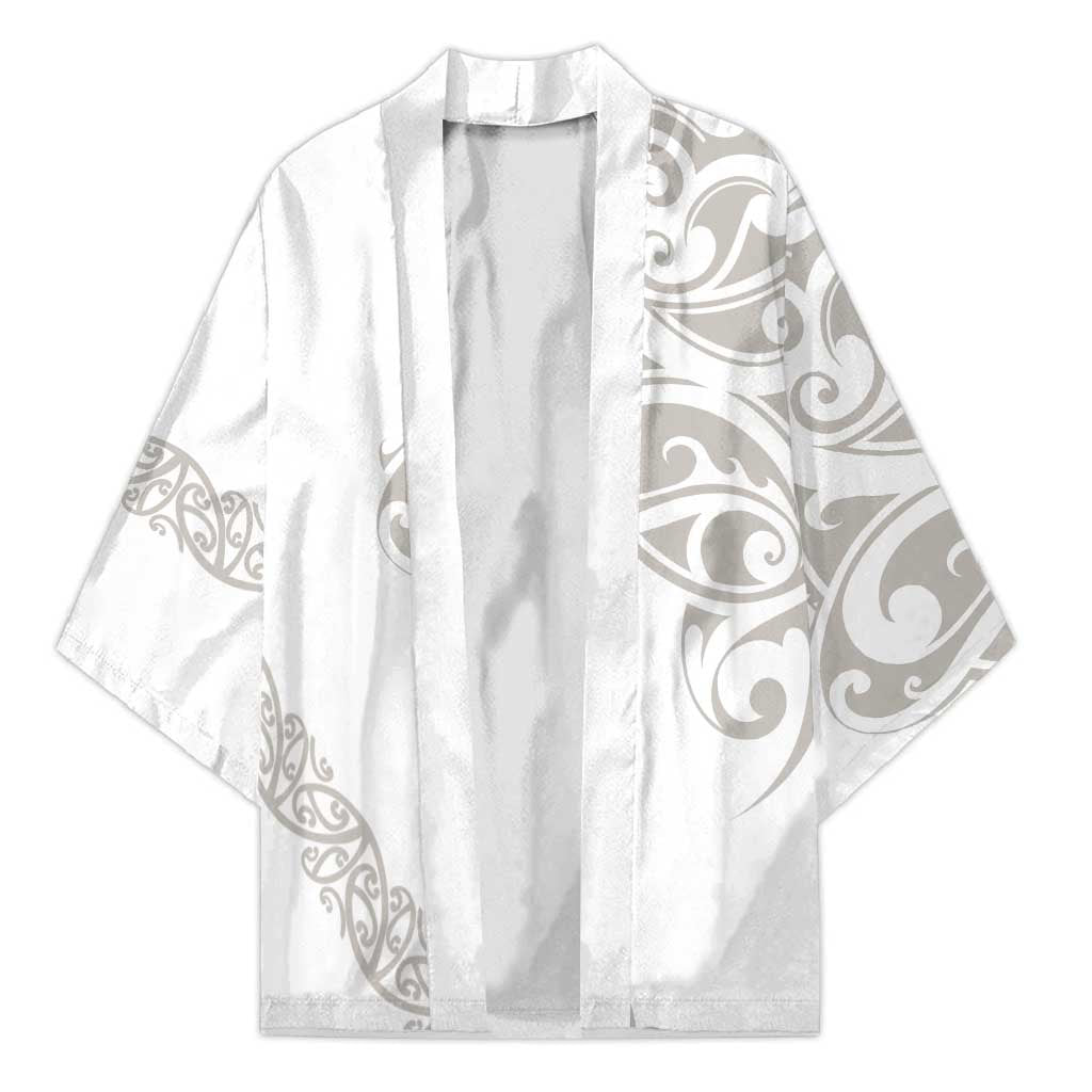 All White Maori Tribal Tattoo Personalised Kimono Stone Gray Polynesian Style - Polynesian Pride