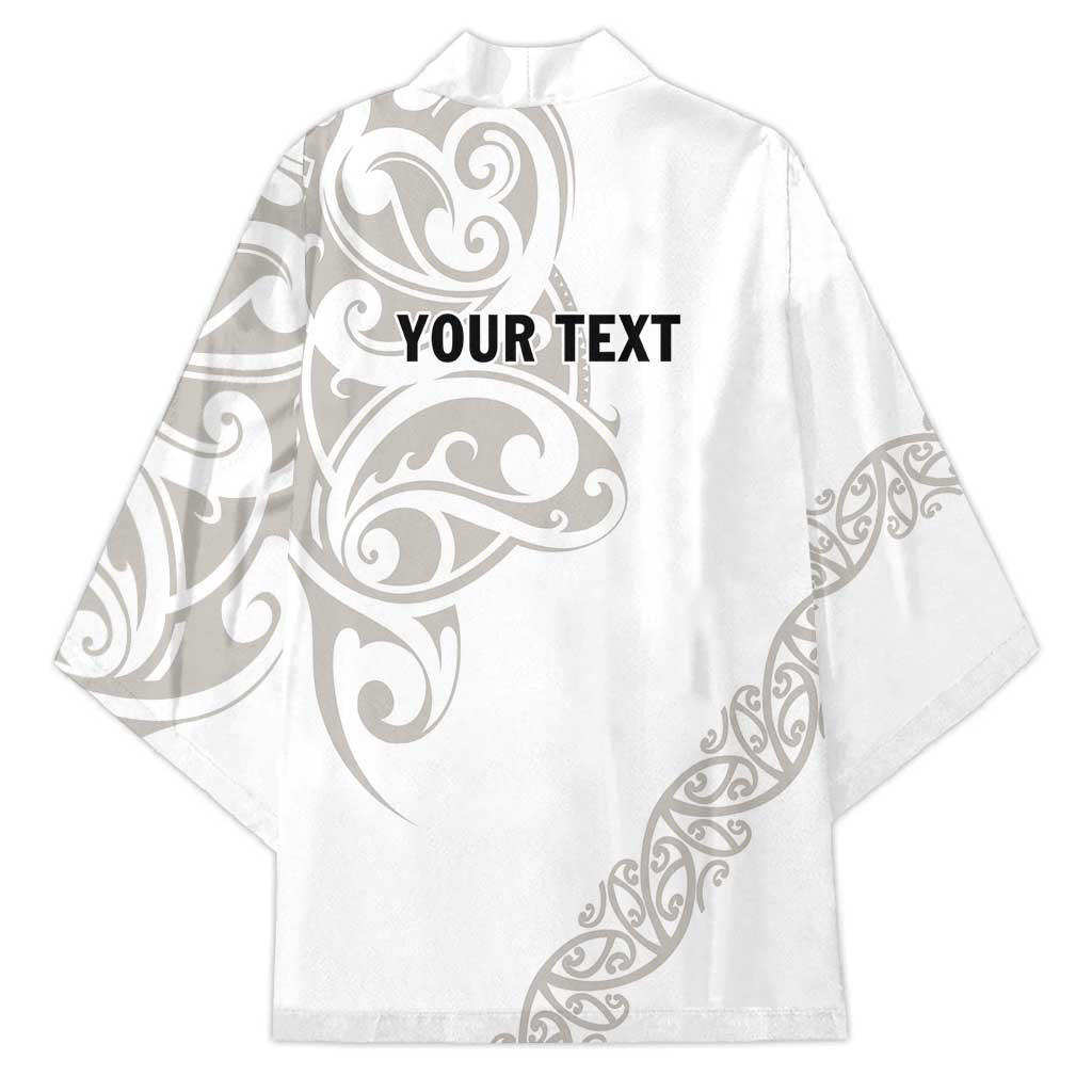 All White Maori Tribal Tattoo Personalised Kimono Stone Gray Polynesian Style - Polynesian Pride