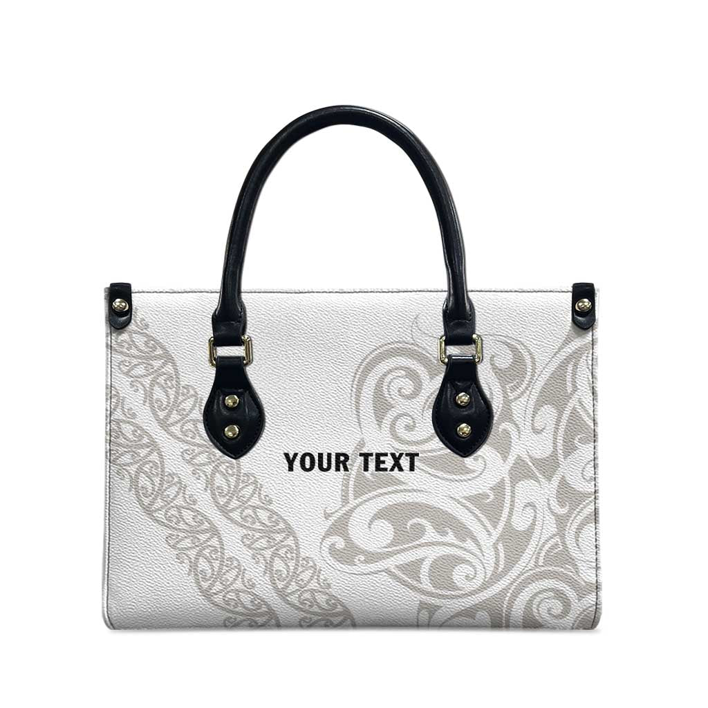 All White Maori Tribal Tattoo Personalised Leather Bag Stone Gray Polynesian Style - Polynesian Pride