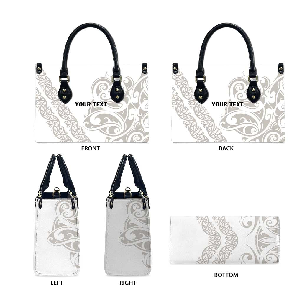 All White Maori Tribal Tattoo Personalised Leather Bag Stone Gray Polynesian Style - Polynesian Pride