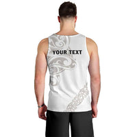 All White Maori Tribal Tattoo Personalised Men Tank Top Stone Gray Polynesian Style - Polynesian Pride