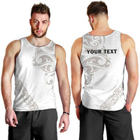 All White Maori Tribal Tattoo Personalised Men Tank Top Stone Gray Polynesian Style - Polynesian Pride