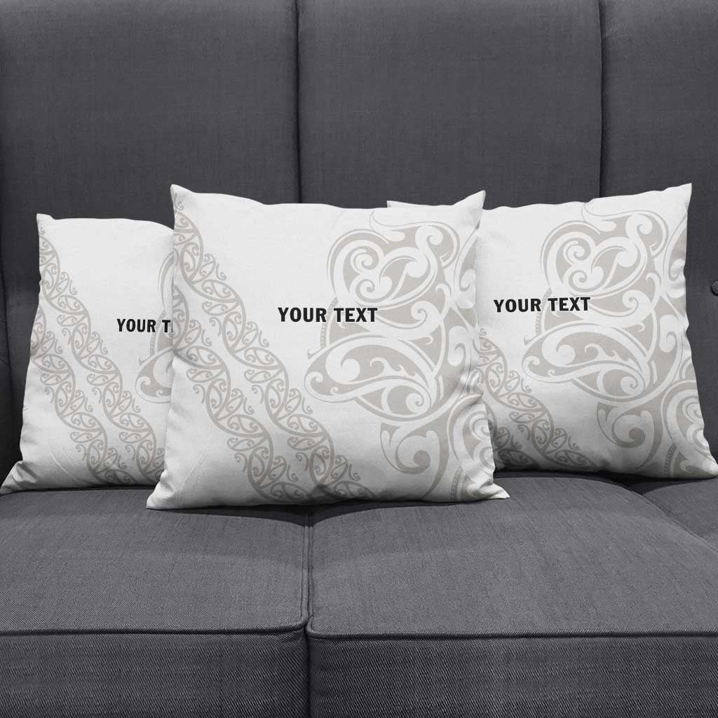 All White Maori Tribal Tattoo Personalised Pillow Cover Stone Gray Polynesian Style - Polynesian Pride