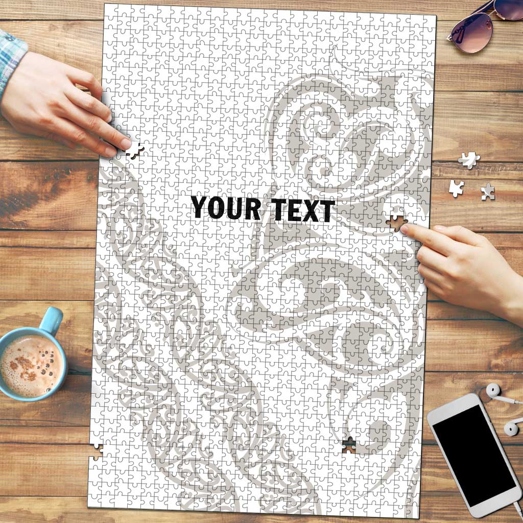 All White Maori Tribal Tattoo Personalised Puzzle Stone Gray Polynesian Style - Polynesian Pride