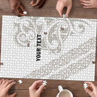 All White Maori Tribal Tattoo Personalised Puzzle Stone Gray Polynesian Style - Polynesian Pride
