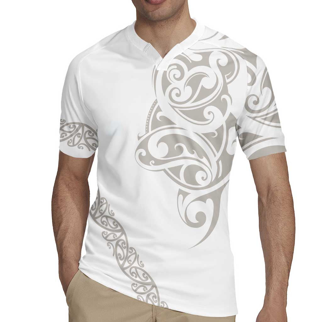 All White Maori Tribal Tattoo Personalised Rugby Jersey Stone Gray Polynesian Style - Polynesian Pride