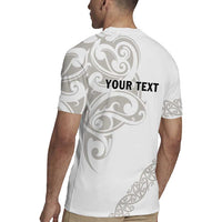 All White Maori Tribal Tattoo Personalised Rugby Jersey Stone Gray Polynesian Style - Polynesian Pride