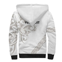 All White Maori Tribal Tattoo Personalised Sherpa Hoodie Stone Gray Polynesian Style - Polynesian Pride