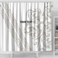 All White Maori Tribal Tattoo Personalised Shower Curtain Stone Gray Polynesian Style - Polynesian Pride