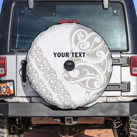 All White Maori Tribal Tattoo Personalised Spare Tire Cover Stone Gray Polynesian Style - Polynesian Pride