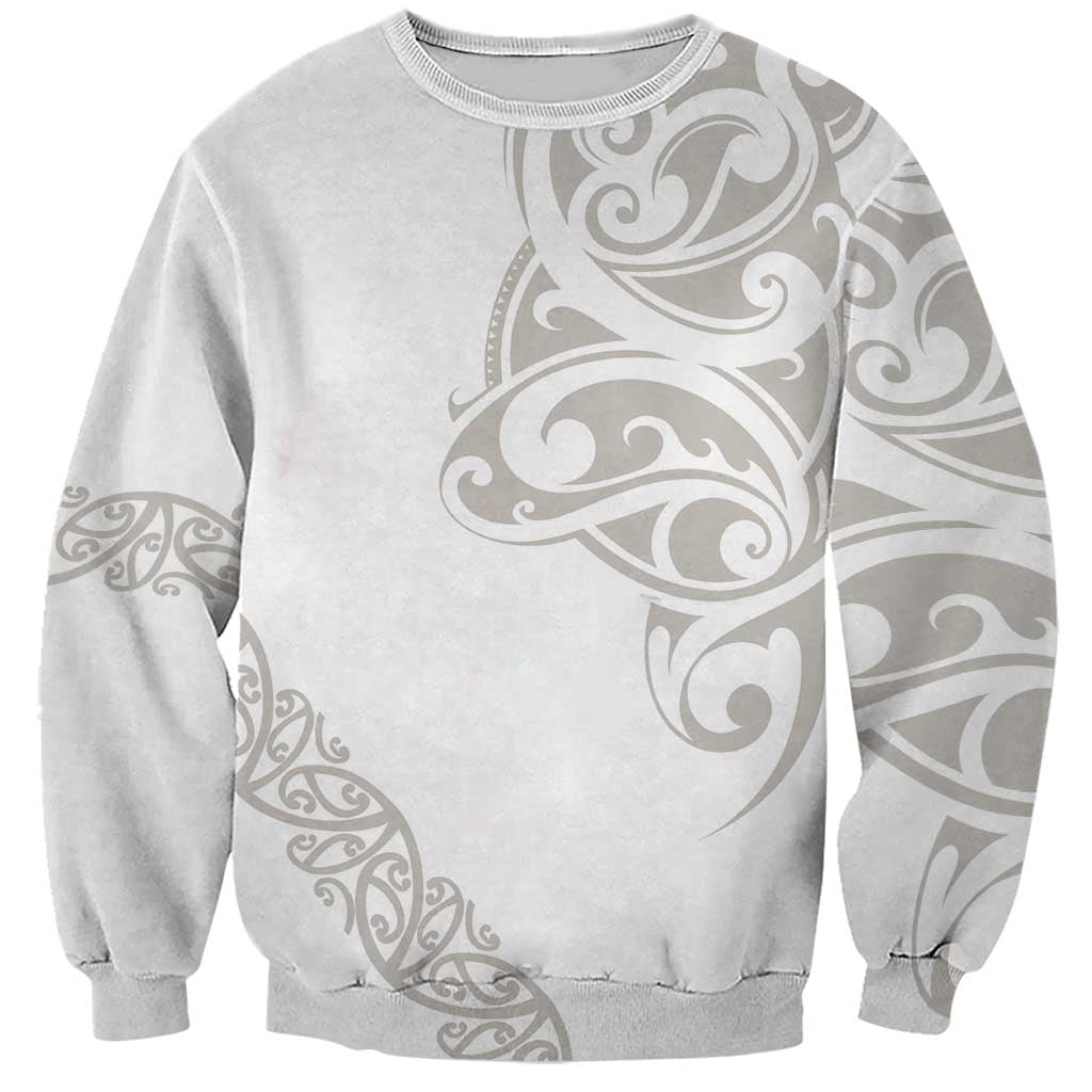All White Maori Tribal Tattoo Personalised Sweatshirt Stone Gray Polynesian Style - Polynesian Pride