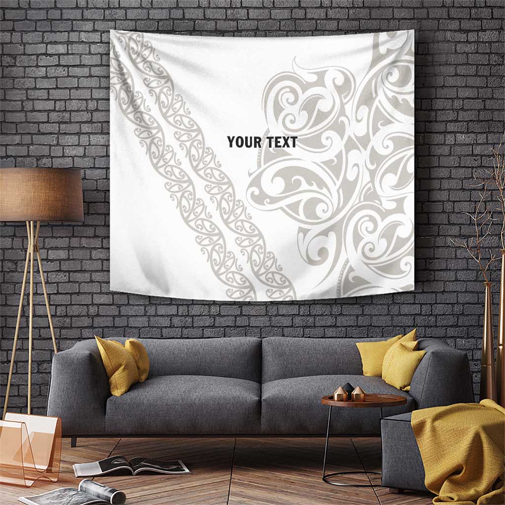 All White Maori Tribal Tattoo Personalised Tapestry Stone Gray Polynesian Style - Polynesian Pride