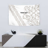 All White Maori Tribal Tattoo Personalised Tapestry Stone Gray Polynesian Style - Polynesian Pride