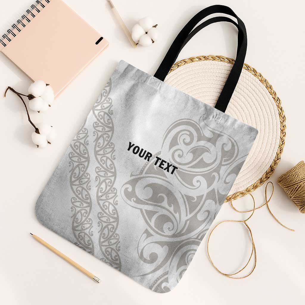 All White Maori Tribal Tattoo Personalised Tote Bag Stone Gray Polynesian Style - Polynesian Pride