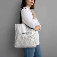 All White Maori Tribal Tattoo Personalised Tote Bag Stone Gray Polynesian Style - Polynesian Pride