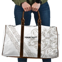All White Maori Tribal Tattoo Personalised Travel Bag Stone Gray Polynesian Style - Polynesian Pride