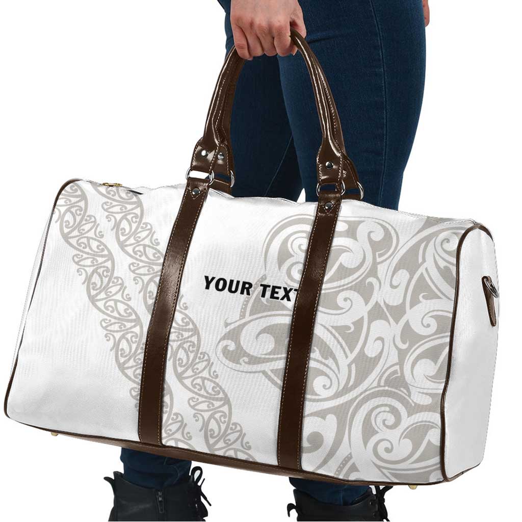 All White Maori Tribal Tattoo Personalised Travel Bag Stone Gray Polynesian Style - Polynesian Pride