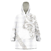 All White Maori Tribal Tattoo Personalised Wearable Blanket Hoodie Stone Gray Polynesian Style - Polynesian Pride
