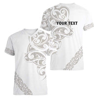 All White Maori Tribal Tattoo Personalised Women V-Neck T-Shirt Stone Gray Polynesian Style - Polynesian Pride