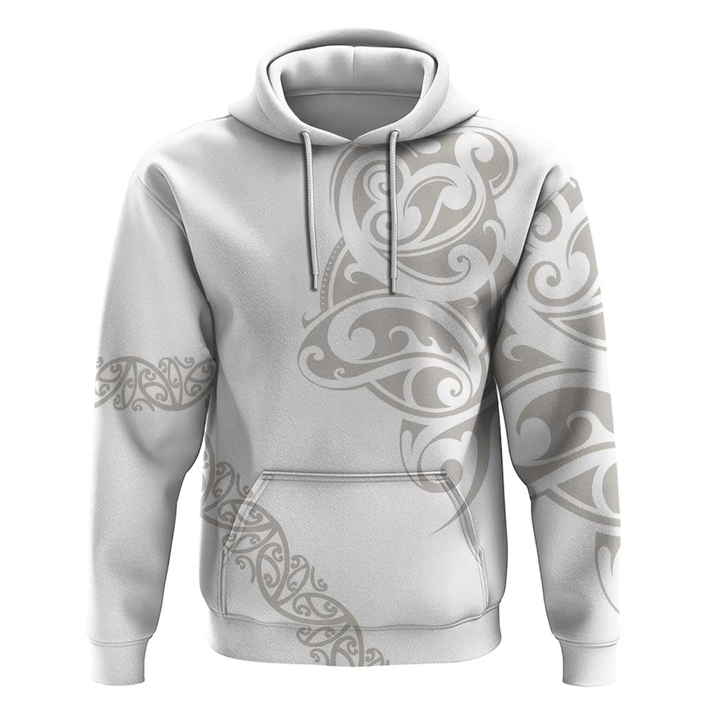 All White Maori Tribal Tattoo Personalised Zip Hoodie Stone Gray Polynesian Style - Polynesian Pride