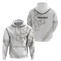 All White Maori Tribal Tattoo Personalised Zip Hoodie Stone Gray Polynesian Style - Polynesian Pride