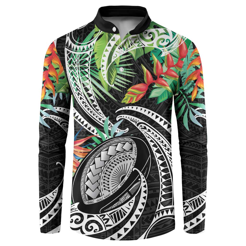 Polynesian Pacific Rugby Tribal Button Sweatshirt Tropical Vibe