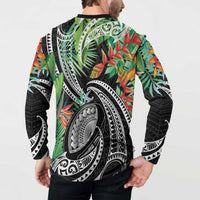 Polynesian Pacific Rugby Tribal Button Sweatshirt Tropical Vibe