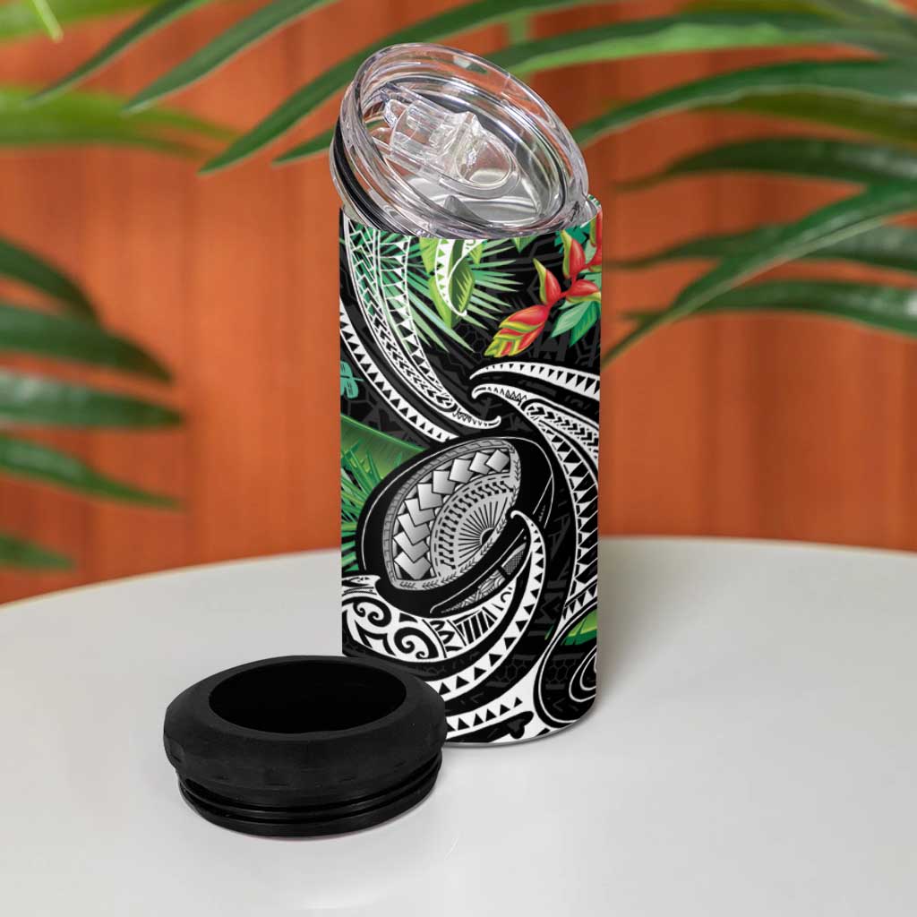 Polynesian Pacific Rugby Tribal 4 in 1 Can Cooler Tumbler Tropical Vibe