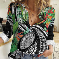 Polynesian Pacific Rugby Tribal Women Casual Shirt Tropical Vibe