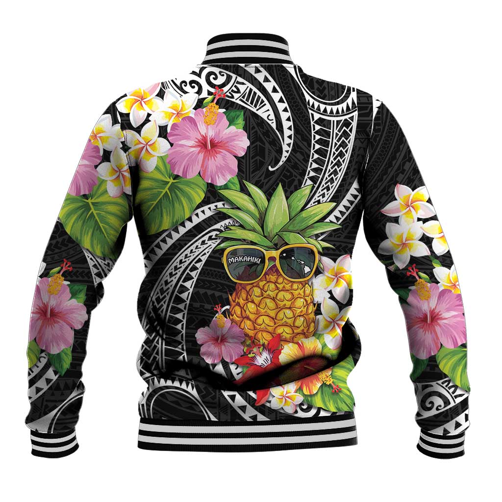 Hau'oli Makahiki Hou Baseball Jacket Aloha Pineapple Tropical Vibe LT9 - Polynesian Pride