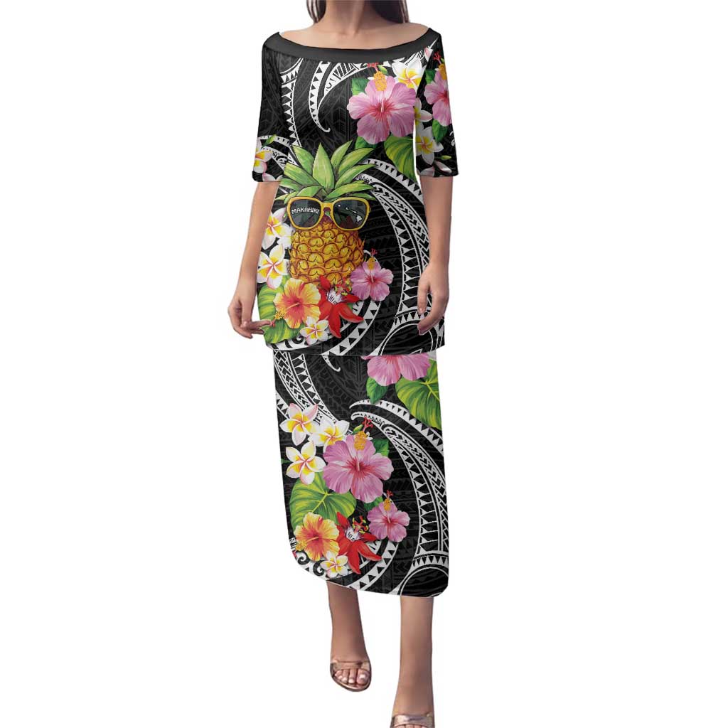 Hau'oli Makahiki Hou Family Matching Puletasi and Hawaiian Shirt Aloha Pineapple Tropical Vibe