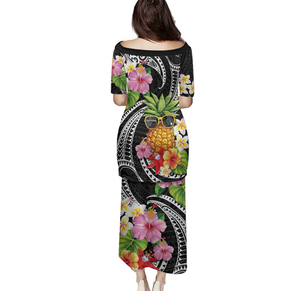 Hau'oli Makahiki Hou Family Matching Puletasi and Hawaiian Shirt Aloha Pineapple Tropical Vibe