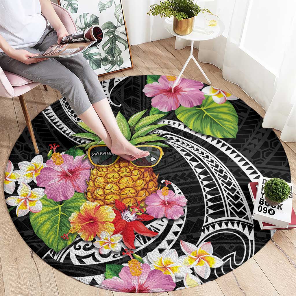 Hau'oli Makahiki Hou Round Carpet Aloha Pineapple Tropical Vibe LT9 - Polynesian Pride