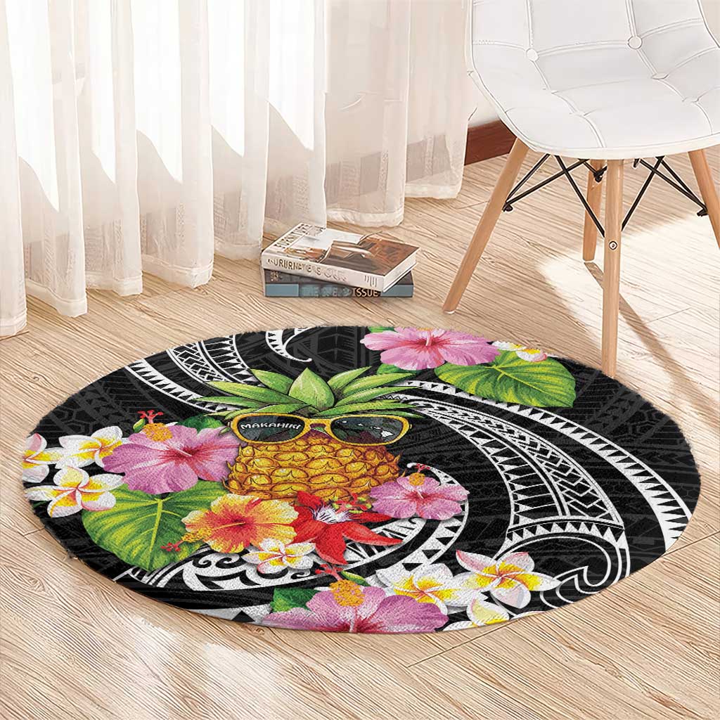 Hau'oli Makahiki Hou Round Carpet Aloha Pineapple Tropical Vibe LT9 - Polynesian Pride