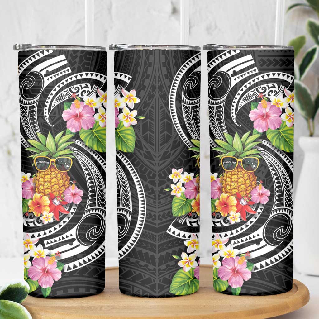 Hau'oli Makahiki Hou Skinny Tumbler Aloha Pineapple Tropical Vibe