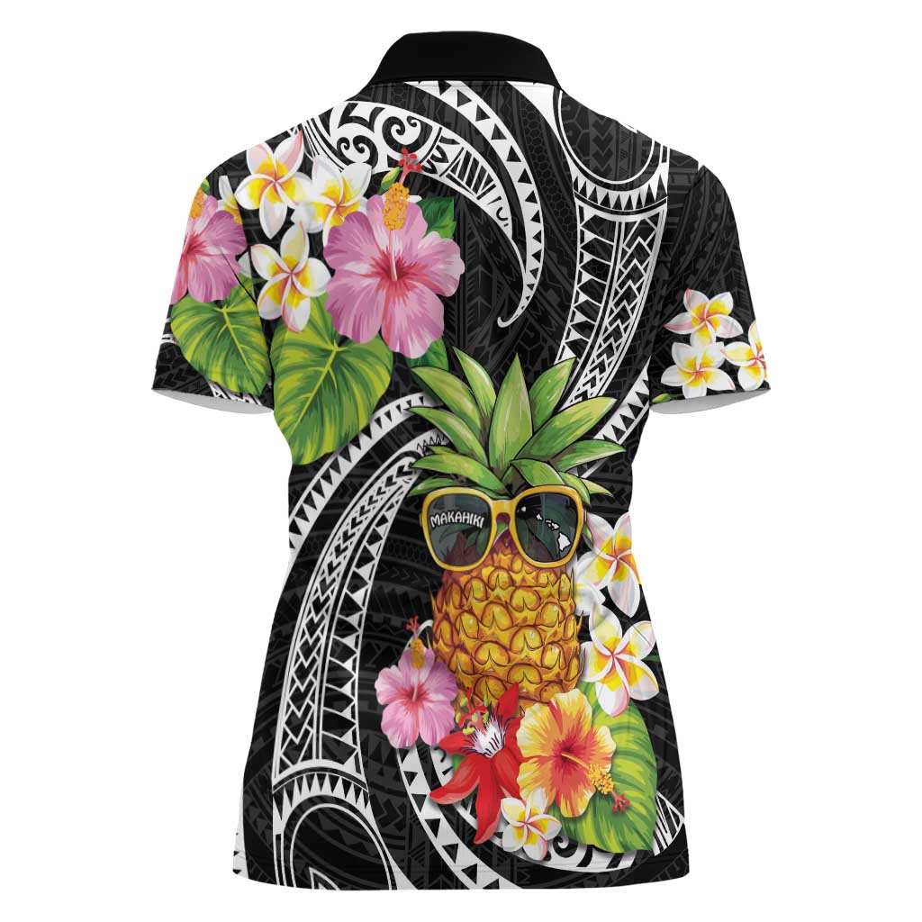 Hau'oli Makahiki Hou Women Polo Shirt Aloha Pineapple Tropical Vibe LT9 - Polynesian Pride