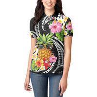 Hau'oli Makahiki Hou Women Polo Shirt Aloha Pineapple Tropical Vibe LT9 - Polynesian Pride