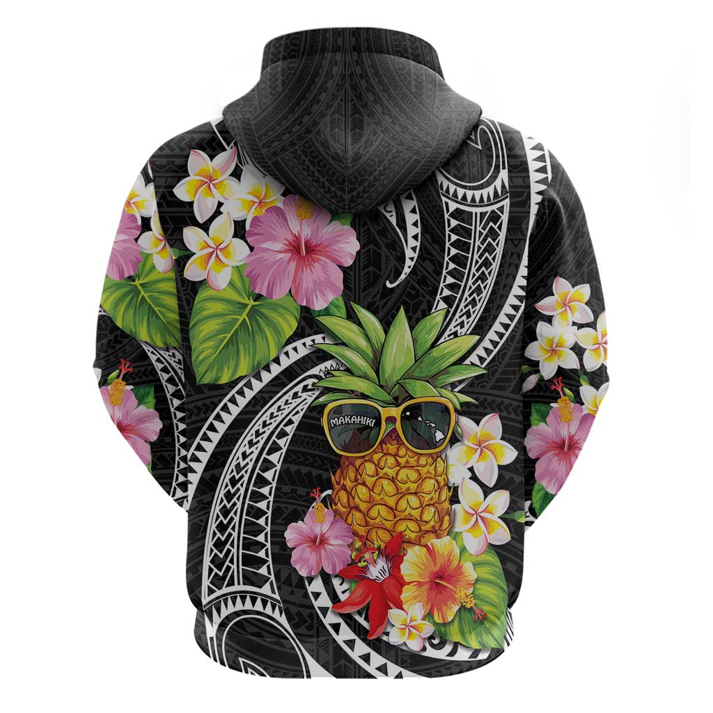 Hau'oli Makahiki Hou Zip Hoodie Aloha Pineapple Tropical Vibe