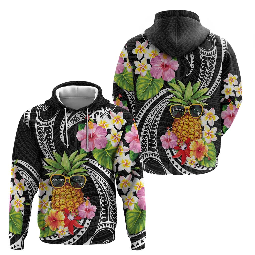 Hau'oli Makahiki Hou Zip Hoodie Aloha Pineapple Tropical Vibe
