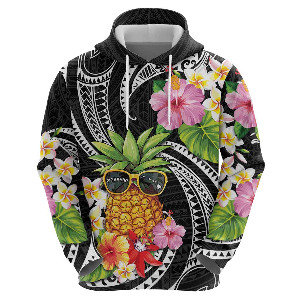 Hau'oli Makahiki Hou Zip Hoodie Aloha Pineapple Tropical Vibe