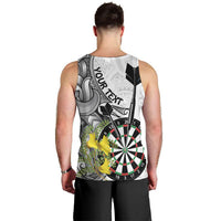 Personalised New Zealand Darts Men Tank Top Kowhai Floral with Maori Tattoo