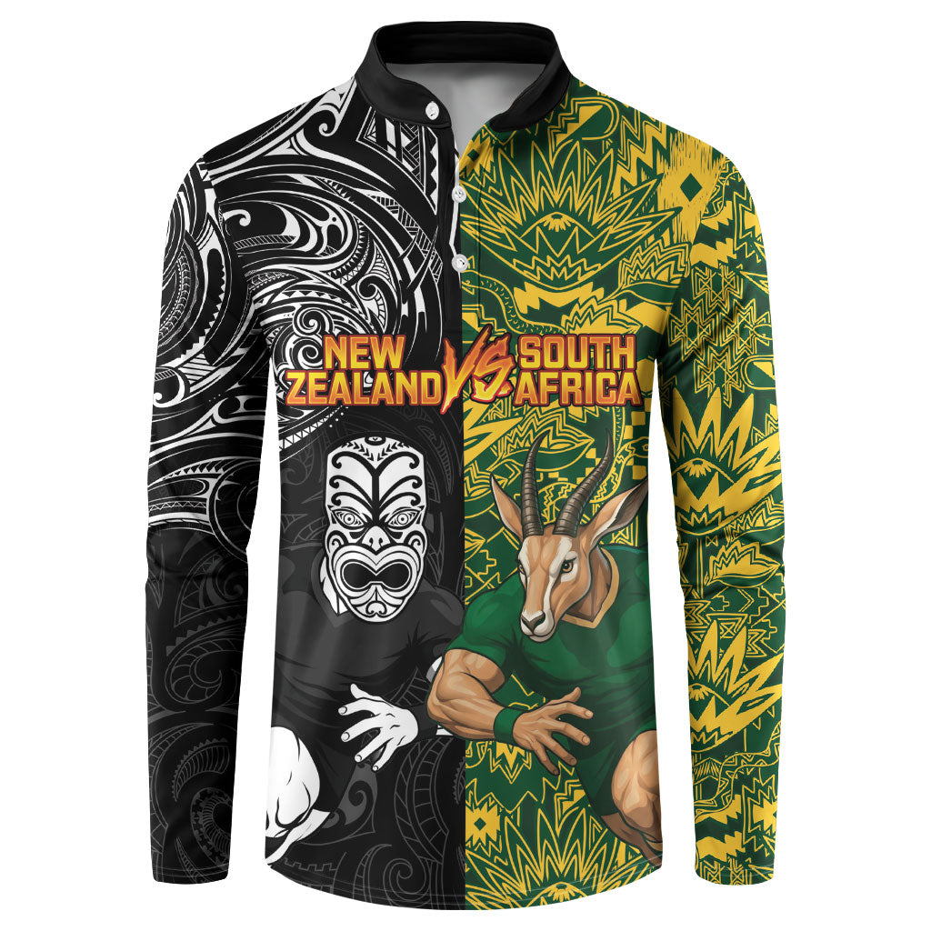Custom New Zealand vs South Africa Button Sweatshirt Rugby Rivalry Two Nations One Battle