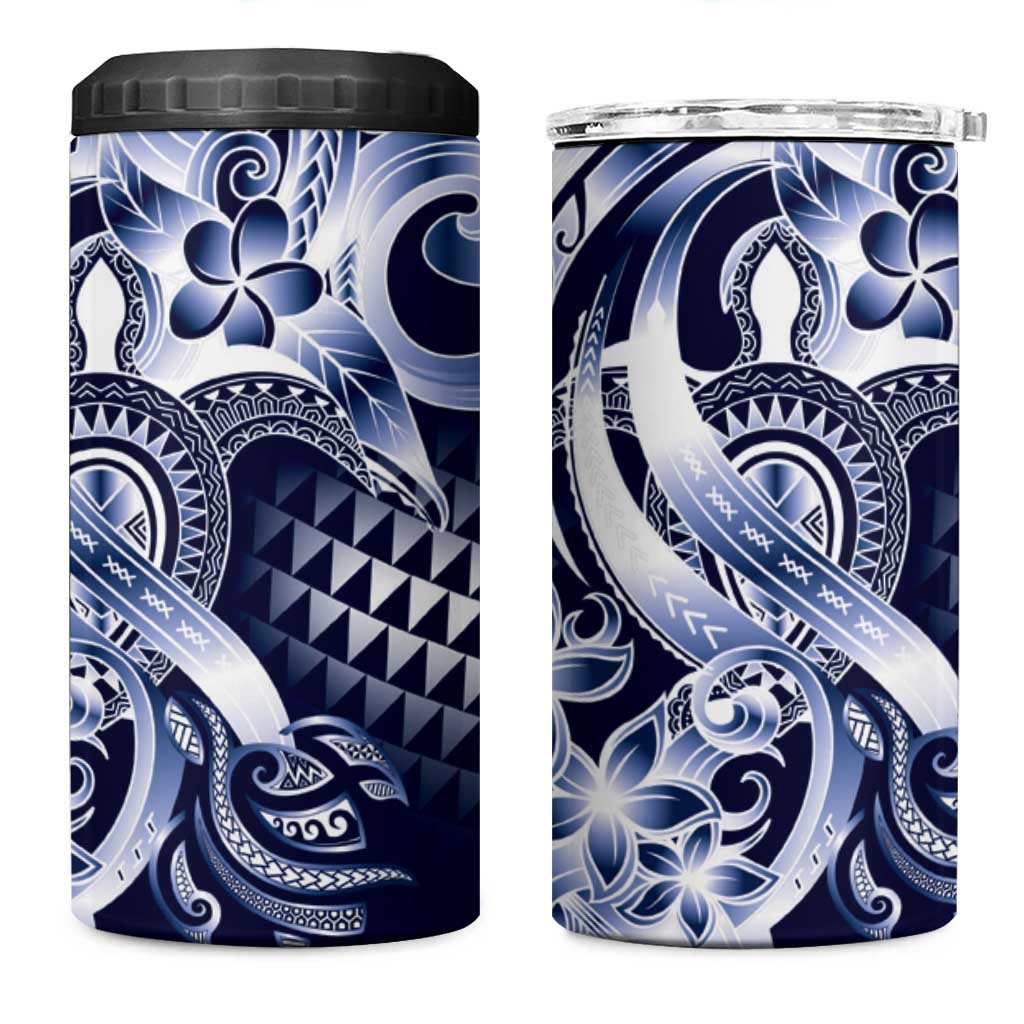 Aloha Blue Tribal Honu Tattoo 4 in 1 Can Cooler Tumbler